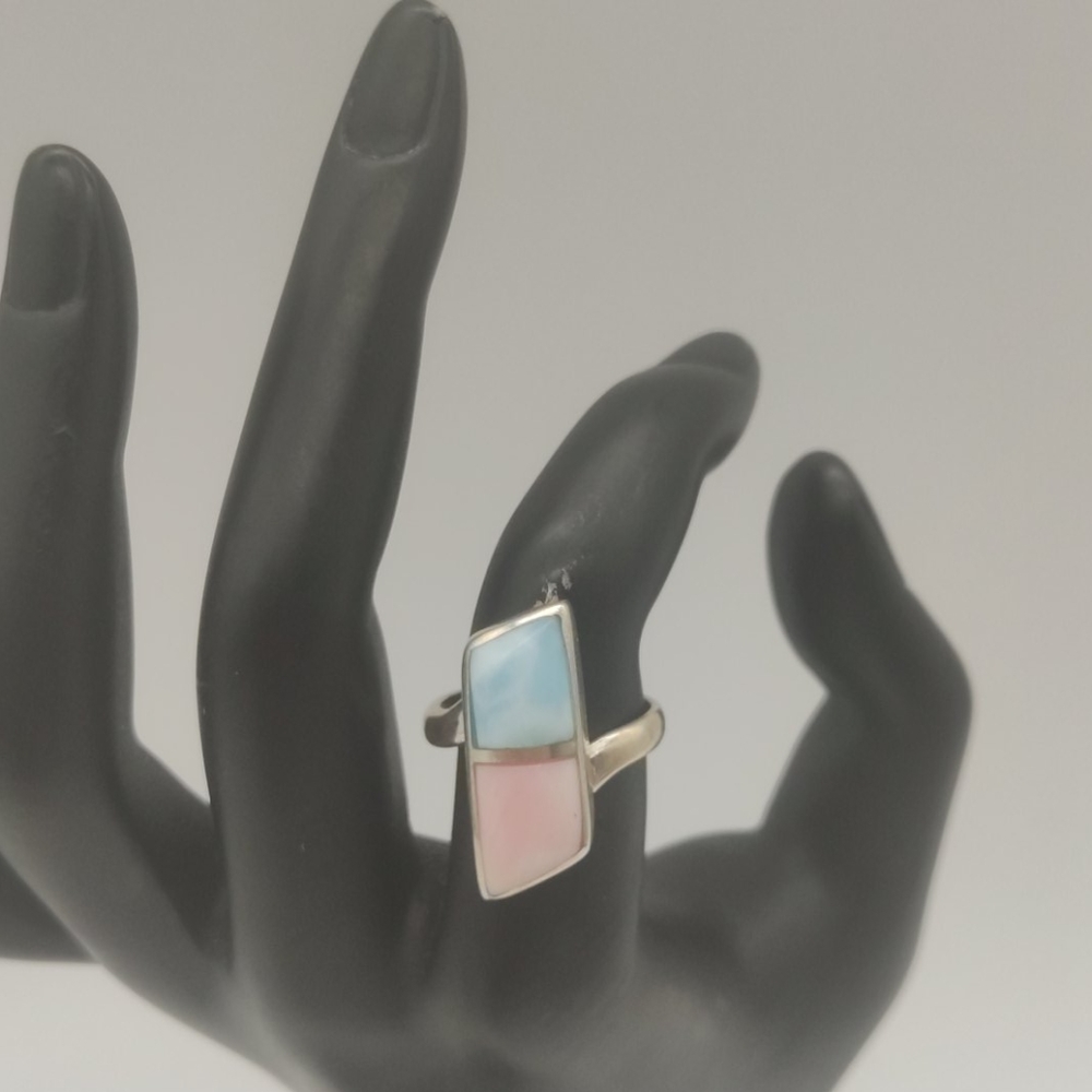 Steling Silver 925 Larimar and Coracol ring💎